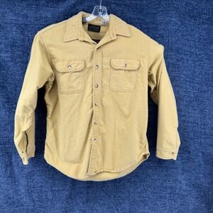 Mountain Tek Flannel Shirt Mens Large Yellow Cotton Regular Vintage Made In USA